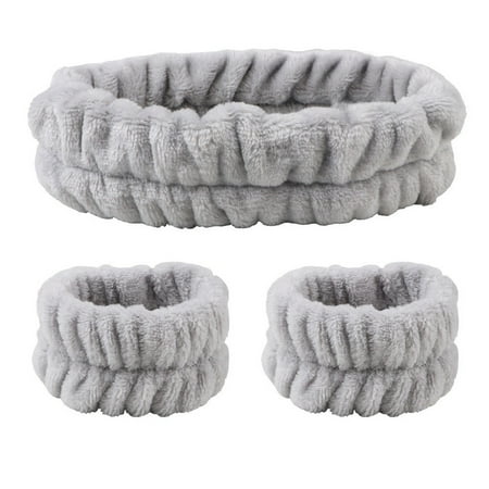 

3 Pcs Spa Headband Wrist Washband Set Women Girls Makeup Skincare Headbands WristBands for Washing Face