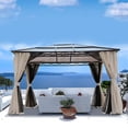 thumbnail image 3 of Yangming 10x12 FT Gazebo，Hardtop Gazebo Outdoor Canopy with Mosquito Netting and Curtains, 3 of 6