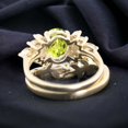 thumbnail image 2 of Oval Cut Peridot Bridal Ring Set Nature Inspired Leaf Band Yellow Gold Promise Ring Customized Gift Jewelry Anniversary Stacking Ring Band, 2 of 2