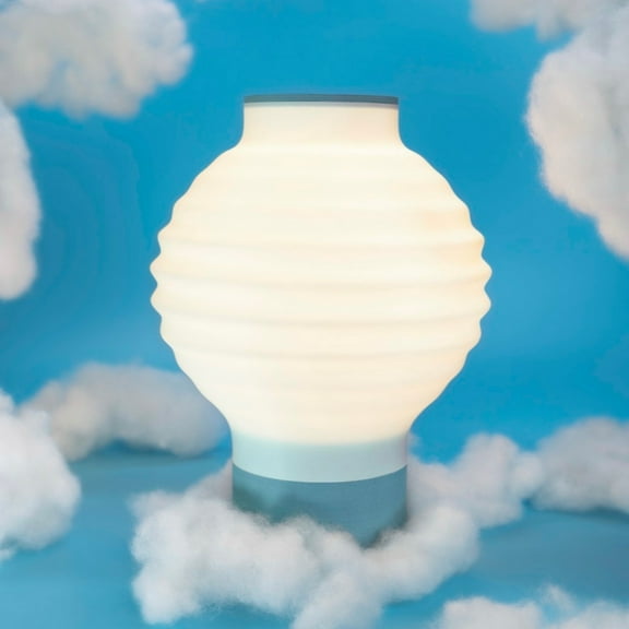 JONATHAN Y Asian Lantern 15" Vintage Traditional Plant-Based PLA 3D Printed Dimmable LED Table Lamp, White/Blue, USA1003B