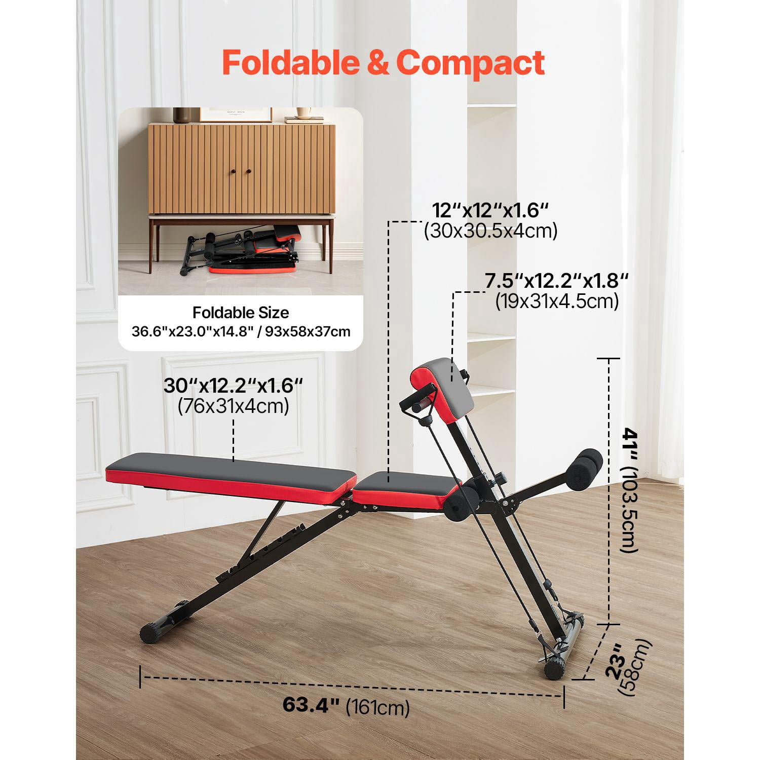 Multifunctional Adjustable Foldable Weight Bench 770 lbs Capacity Roman Chair Hyperextension Back Arm Core Ab Workout Equipment for Home Gym