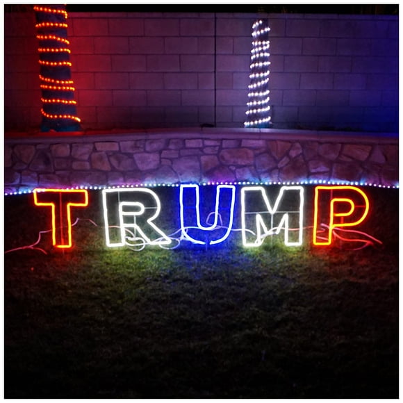 Russell Decor Flag Patriot American President Donald Trump Keep America Great Again 2024 Yard Sign Lawn Signage(90'' x 17'', Red White Blue)