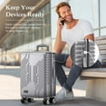 thumbnail image 2 of Alpha Joy Hard-shell ABS+PC Rolling Luggage 20" Carry-on Luggage with USB Port, Silver, 2 of 9