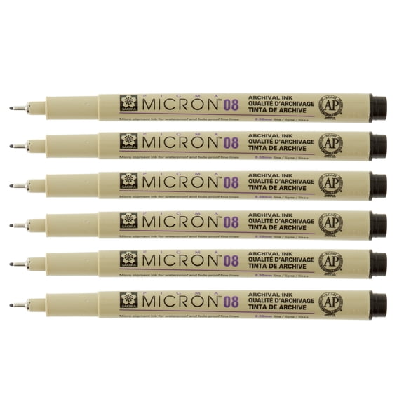 Pigma Micron 08 Fine Line Black Pens, 6 Packs: 6 ct. (36 total)
