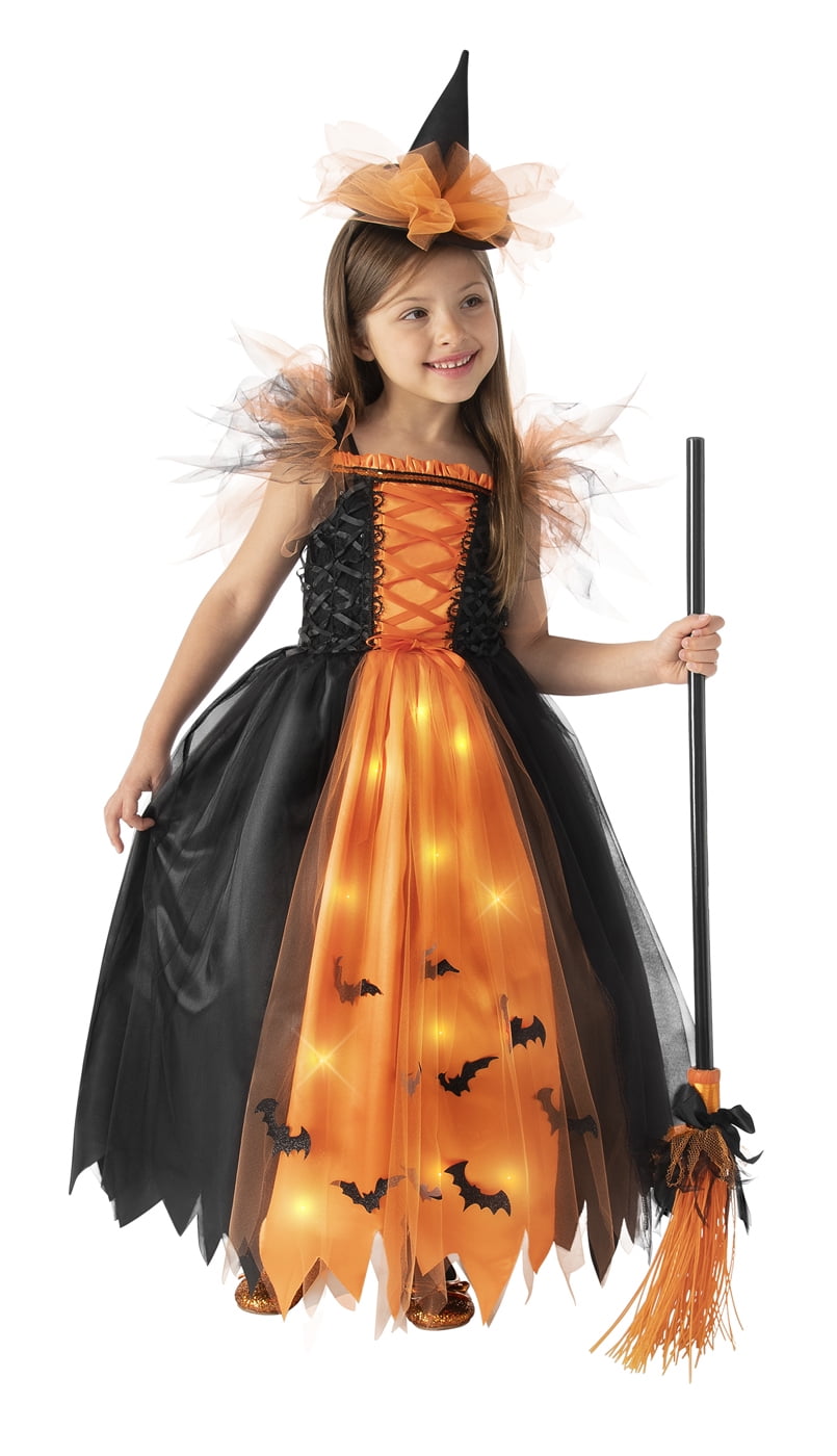 Orange Witch Girls Child Twinkle Skirt Cute Spell Caster Halloween Costume