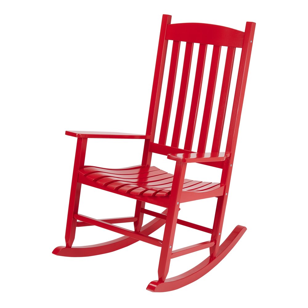Mainstays Outdoor Wood Slat Rocking Chair, Red - Walmart.com - Walmart.com
