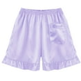 thumbnail image 4 of WOYY Teen Girls Pajama Set Silk Satin Button Down Short Sleeve Top Shorts Pjs, Sizes 13-14, 4 of 4
