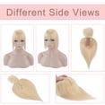 thumbnail image 2 of MY-LADY 100% Remy Human Hair Women Topper Hair Toppers Silk Base Hair Pieces Clip In Hair Topper with 3D Air Bangs 17 Colors 16inch #613 Bleach Blonde, 2 of 8