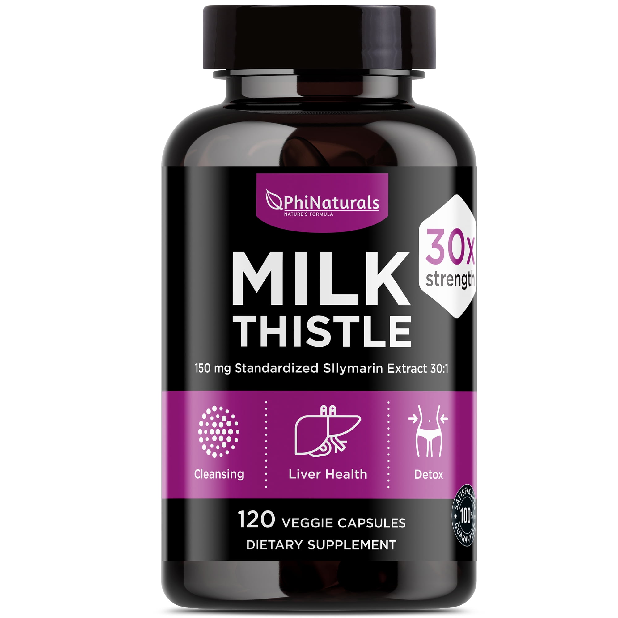 Milk Thistle Silymarin 30x Extract (Standardized 301) by Phi Naturals