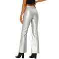 thumbnail image 3 of INSPIRE CHIC Faux Leather Casual Pant for Women's High Waist Bell Bottom Flared Long PU Trouser L Silver, 3 of 6