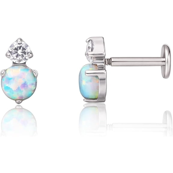 18g Titanium Internally Threaded Tragus Piercing Jewelry for Women Men,Cubic Zirconia Nose Stud Lip Medusa Tragus Helix Piercing Jewelry