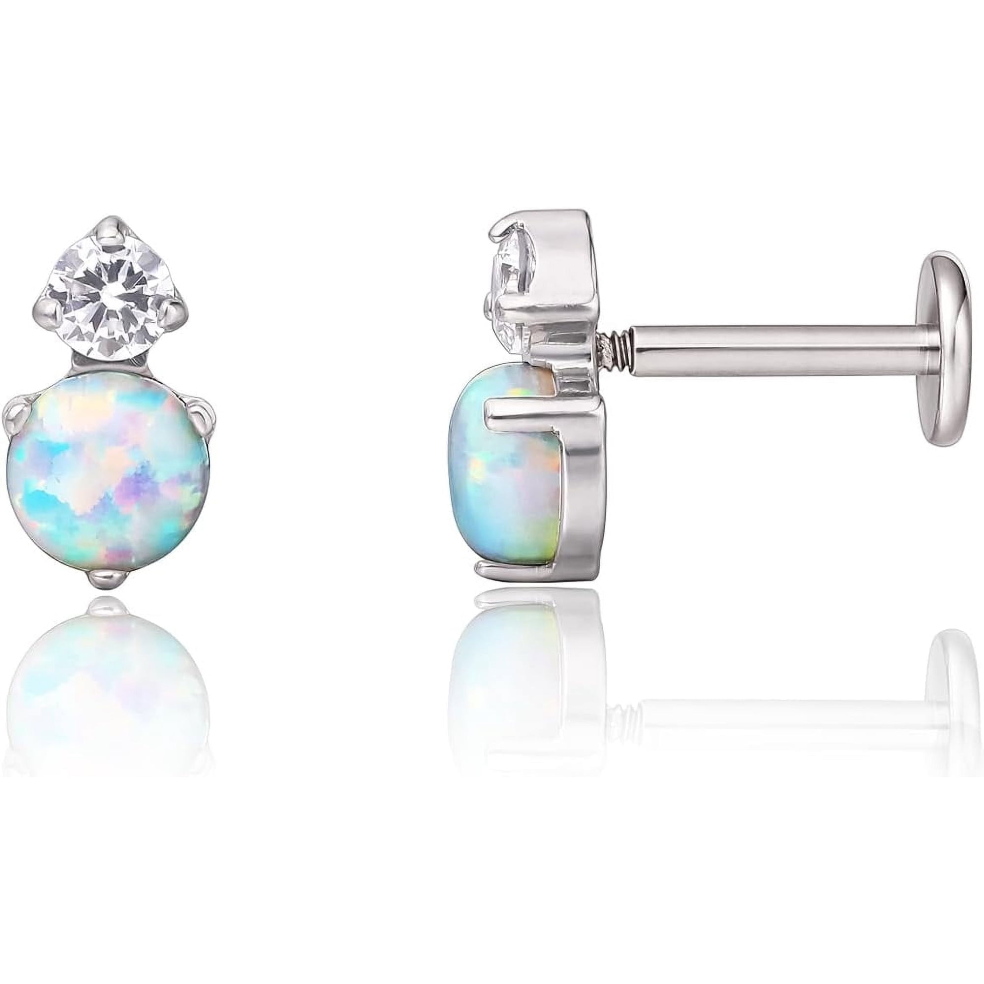 18g Titanium Internally Threaded Tragus Piercing Jewelry for Women Men,Cubic Zirconia Nose Stud Lip Medusa Tragus Helix Piercing Jewelry
