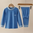 thumbnail image 4 of Raenseen Kids Thermal Underwear Set Girls Boys Warm Long Sleeve Undershirt Tops Fleece Leggings Long Blue 160, 4 of 7