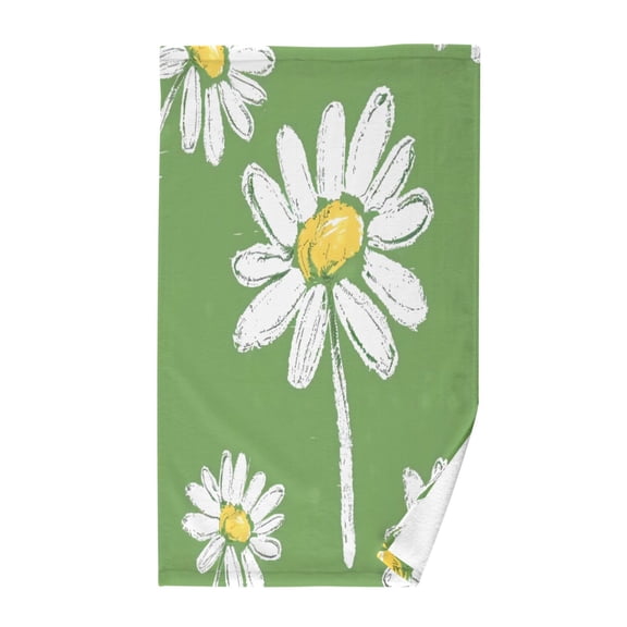 Pure Cotton Face Towel 16x28 Inches Hand Towel Bath Towel Hand Bath Towels Soft Good Water Absorption for Washing Face Wiping Face Green Chrysanthemum