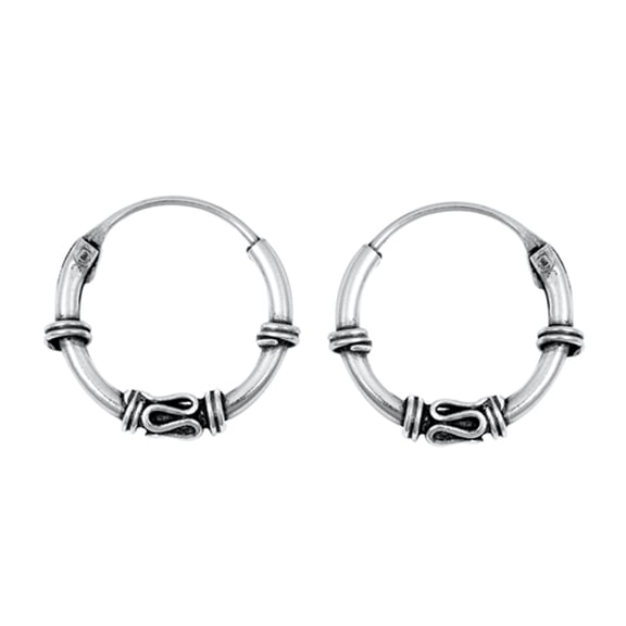 Sterling Silver Boho Hoop Bali Style Wrap Weave Earrings 925 New Jewelry Female Unisex
