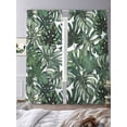 thumbnail image 4 of Green Palm Leaves Semi Sheer Curtains 84 Inch Length 2 Panels Set, Summer Tropical Leaf Vintage Sheer Kitchen Curtain Privacy Voile Window Curtain for Living Room Bedroom Rod Pocket Drapes, 4 of 7