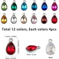thumbnail image 2 of 1box Alloy Glass Faceted Teardrop Mixed color 14.5x9x5mm Hole: 1.5mm 12 colors 4pcs/color 48pcs/box, 2 of 7