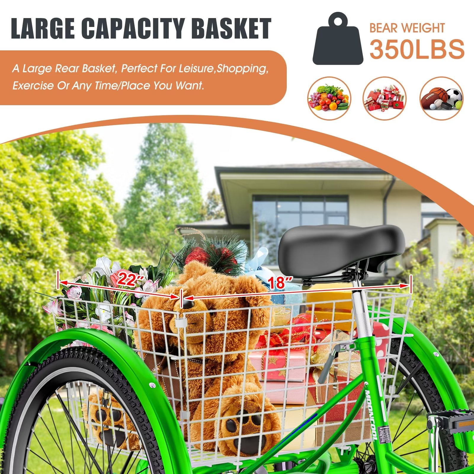 Lilypelle Adult Tricycles 7 Speed 20 24 26 Inch Three Wheel Bike Cruiser Trike with Low Step Through Frame Large Basket for Men Women Seniors