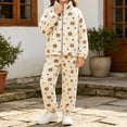 thumbnail image 6 of ITSAME Girls Fleece 2-Piece Outfit Zip Up Jacket and Jogger Pants Cute Print Fall Winter Warm Casual Set White Size 12, 6 of 7