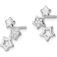thumbnail image 2 of Sterling Silver Rhodium-Plated Polished Cz Star Post Earrings (13.3 X 8.25) Made In Thailand qe16482, 2 of 5