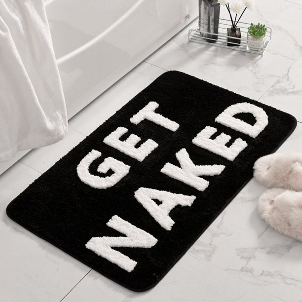 Alfombrilla de baño con letras creativas pequeñas y frescas, absorbente de agua, antideslizante, resistente al desgaste y a la suciedad, de cachemira