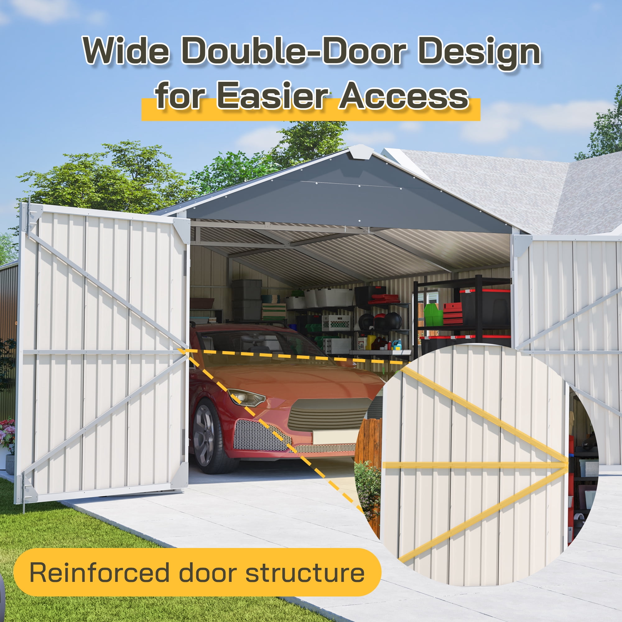 MAYEERTY 6x4FT Compact Outdoor Metal Storage Shed, Galvanized Steel Tool Shed with Lockable Door & Ventilation, All-Weather Organizer for Backyard, Garden & Patio