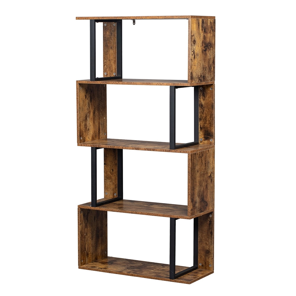 Lowestbest 4 Tier Display Shelf, S-Shaped Bookshelves, for Home, Office, Vintage Brown Industrial Style Lowestbest 4 Tier Display Shelf, S-Shaped Bookshelves, for Home, Office, Vintage Brown Industrial Style