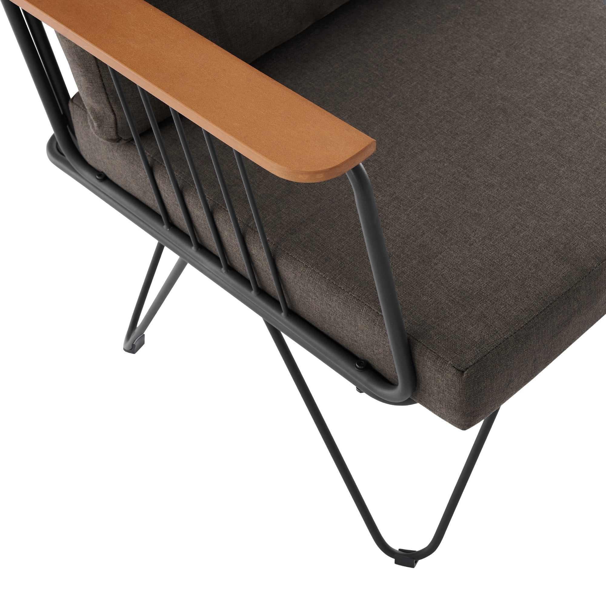 Manor Park Modern Hairpin Leg Metal and Wood Patio Chair, Clove Brown