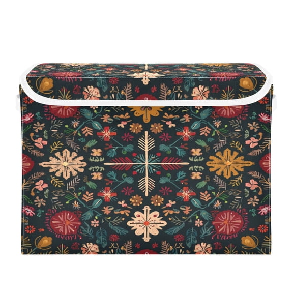 Storage Box With Lid 16.5x12.6x11.8In Foldable Stacked Household Storage Box Cute Christmas Pattern