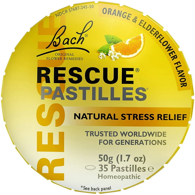 Pastillas Bach RESCUE, Sabor a Naranja y Flor de Saúco, Pastillas Naturales para Aliviar el Estrés, 35 Unidades