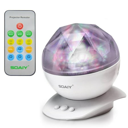 SOAIY LED Ocean Wave Night Light Projector Sleep Soothing Color Changing White Noise Machine with 8 Colors Light Show Projection Built-in Soft Music Player for Indoor Kids Bedroom Party Dating,