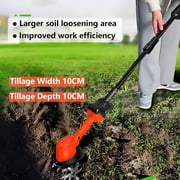 24V Cordless Electric Tiller Cultivator, Handheld Garden Rototiller with 2 Batteries, 4-Inch Tilling Width & Depth, Lightweight 2.6 lbs, for Lawn, Garden, Vegetable Plots