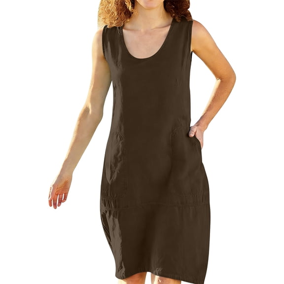 Enjoytime Summer Dresses for Women Crewneck Sleeveless Short Dresses Spring Holiday Casual Beach Vacation Dress
