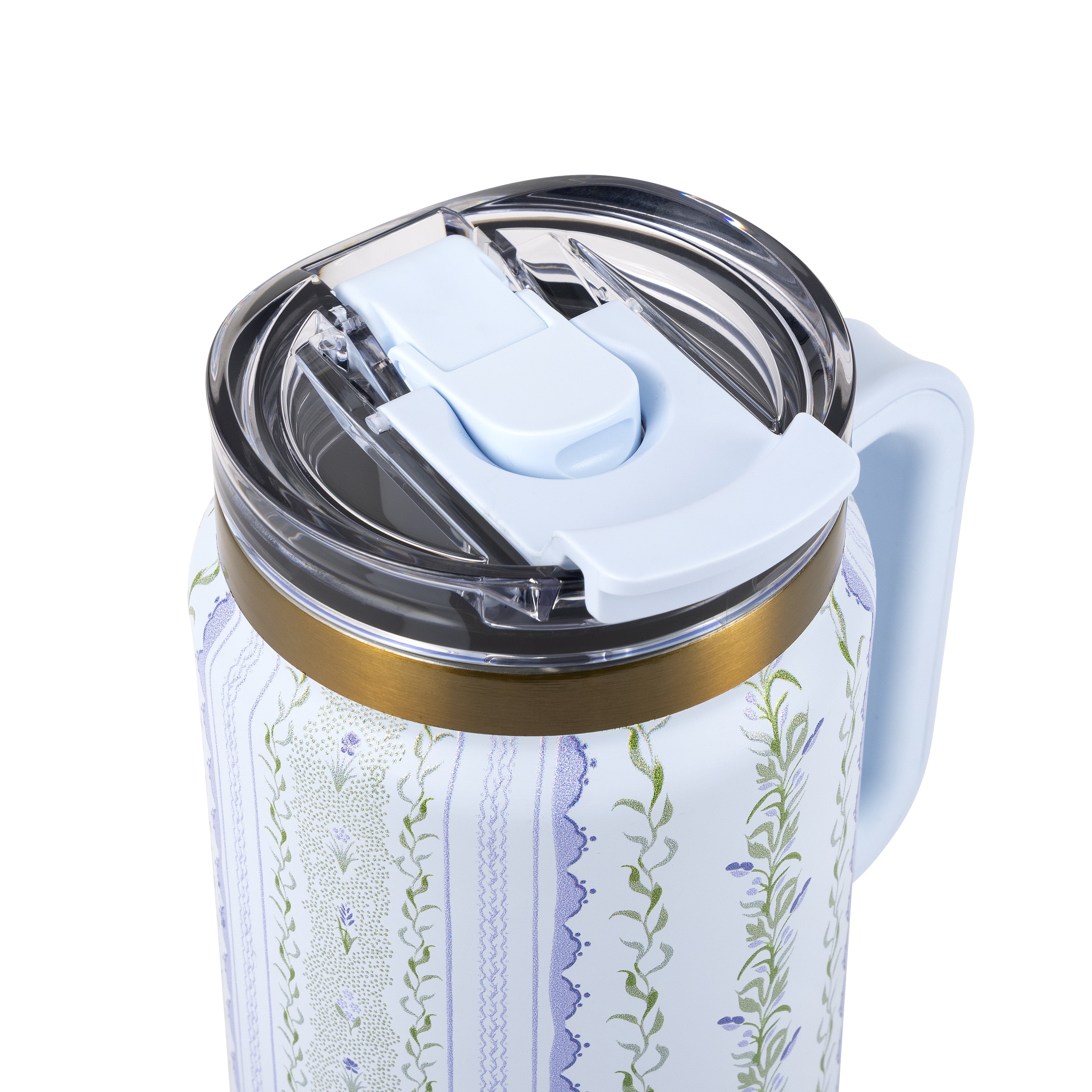 Thyme & Table 32oz Stainless Steel Luna Tumbler with Handle and Dual Straw Lid, Botanical