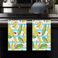 thumbnail image 2 of YladaFaie Set of 2 Teal Kitchen Towels Hand Drawn Banana Fruit Dish Towel Bathroom Decorative Rustic Cloths Tea Towels for Kitchen Bathroom Home Cooking Housewarming Gifts, 16 x 24 Inch, 2 of 7