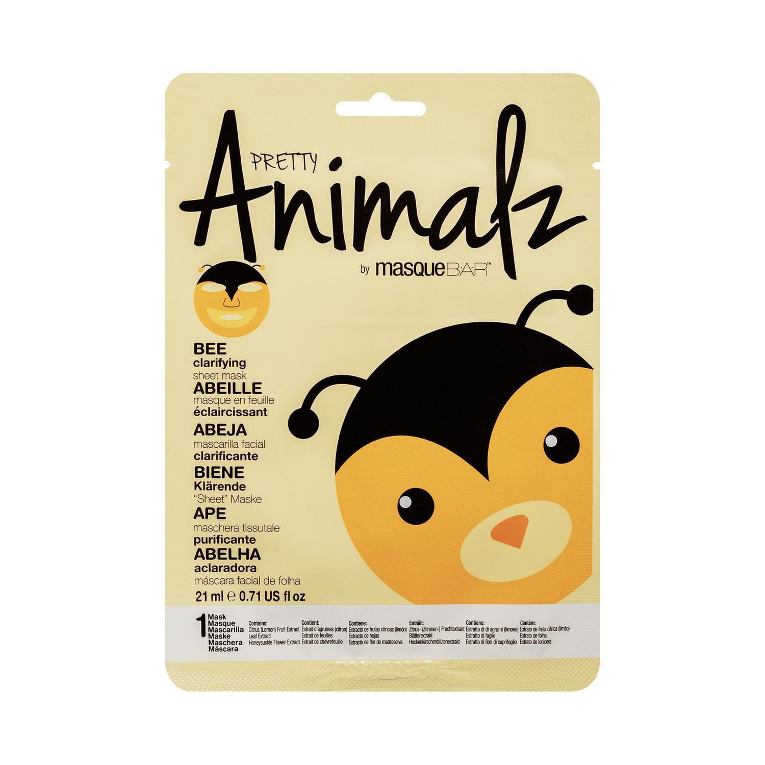 Pretty Animalz Masque en Feuille Abeille