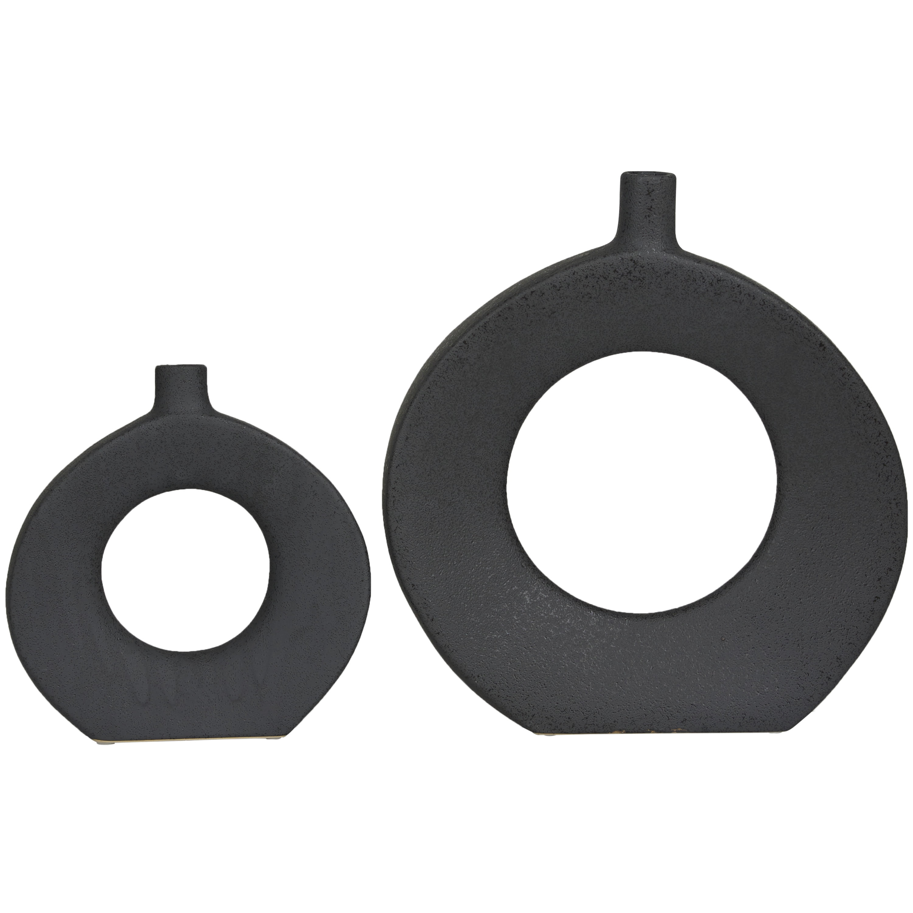 CosmoLiving by Cosmopolitan 10", 15"H Ceramic Modern Vase, Black, 2-Piece