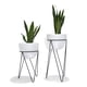 thumbnail image 1 of Set Duo Macetas De Plástico Textura Blanco Ch Bases Metal Negro Int/ext Macetas y Maceteros Estilo moderno, elegante y minimalista., 1 of 5
