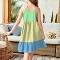 thumbnail image 3 of XADYUY Summer Dress for Girls 14-16 Casual A-Line Spaghetti Strap Cami Dresses Cute Colorblock Swing Loose Sundresses for Girls,8-9 Years Cyan, 3 of 4