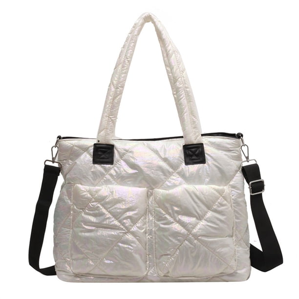 Bolso de mano acolchado para mujer, lujoso bolso de mano a cuadros, bolso de mano acolchado, ligero, de algodón, para invierno