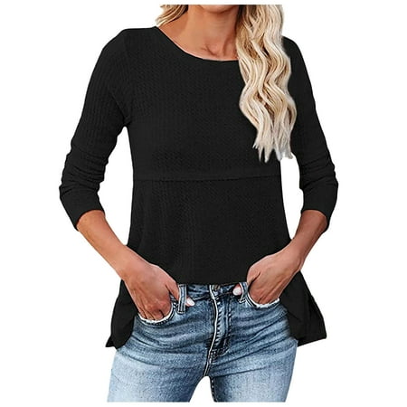 

LIBRCLO Women s Crewneck Shirts Causal Long Sleeve Slim Fit Underscrub Winter Basic Tee Tops