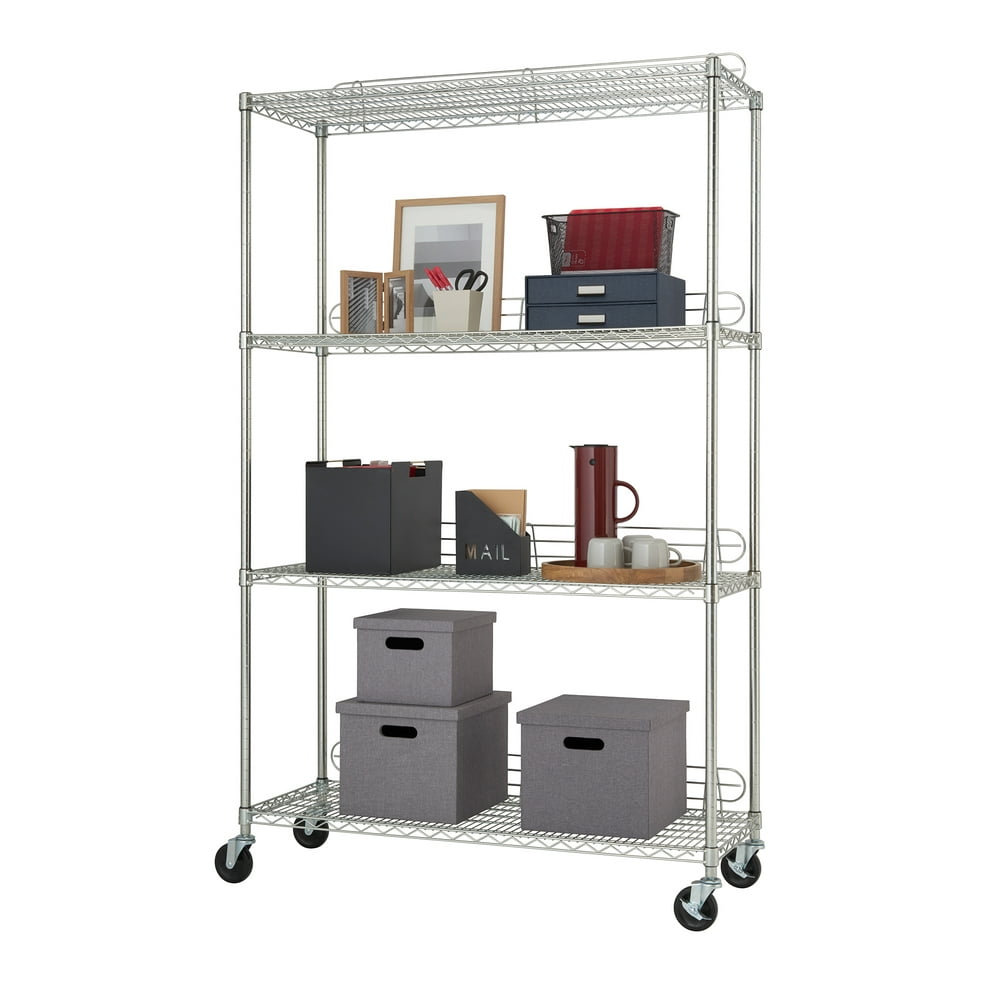 TRINITY 48"W x 18"D x 72"H 4Shelf NSF Wire Shelving Unit With Backstands and Wheels, Walmart