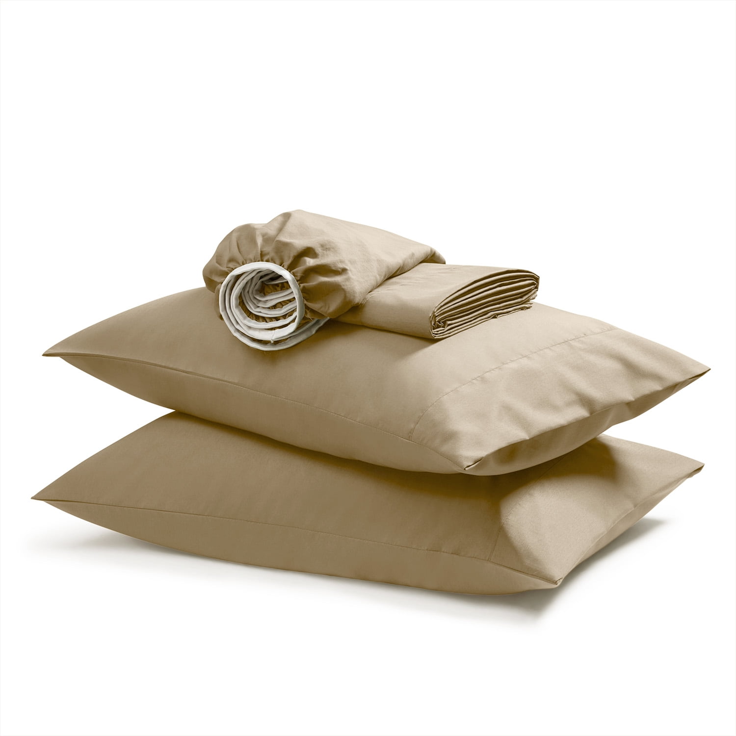 Virtu Bed Sheets Set, Deep Pocket Rayon Derived Bamboo Blend Cooling Twin Sheets sets, Warm Sand