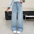 thumbnail image 2 of EnJoCho Girls Wide Leg Jeans Loose High Waist Bow Embroidery Denim Pants Skateboard Style Pocket Trousers For Kids Spring Fall Trendy Y2𝖪 Streetwear Casual Daily Outfit, 2 of 5