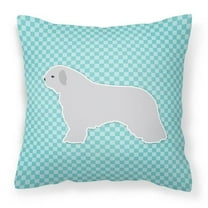 Carolines Treasures BB3715PW1818 Spanish Water Dog Checkerboard Blue Fabric Decorative Pillow