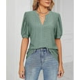 thumbnail image 4 of Womens Summer Tops, V Neck Ruffle Sleeve Blouses, Short Sleeve Casual Tops T-shirts, 4 of 4