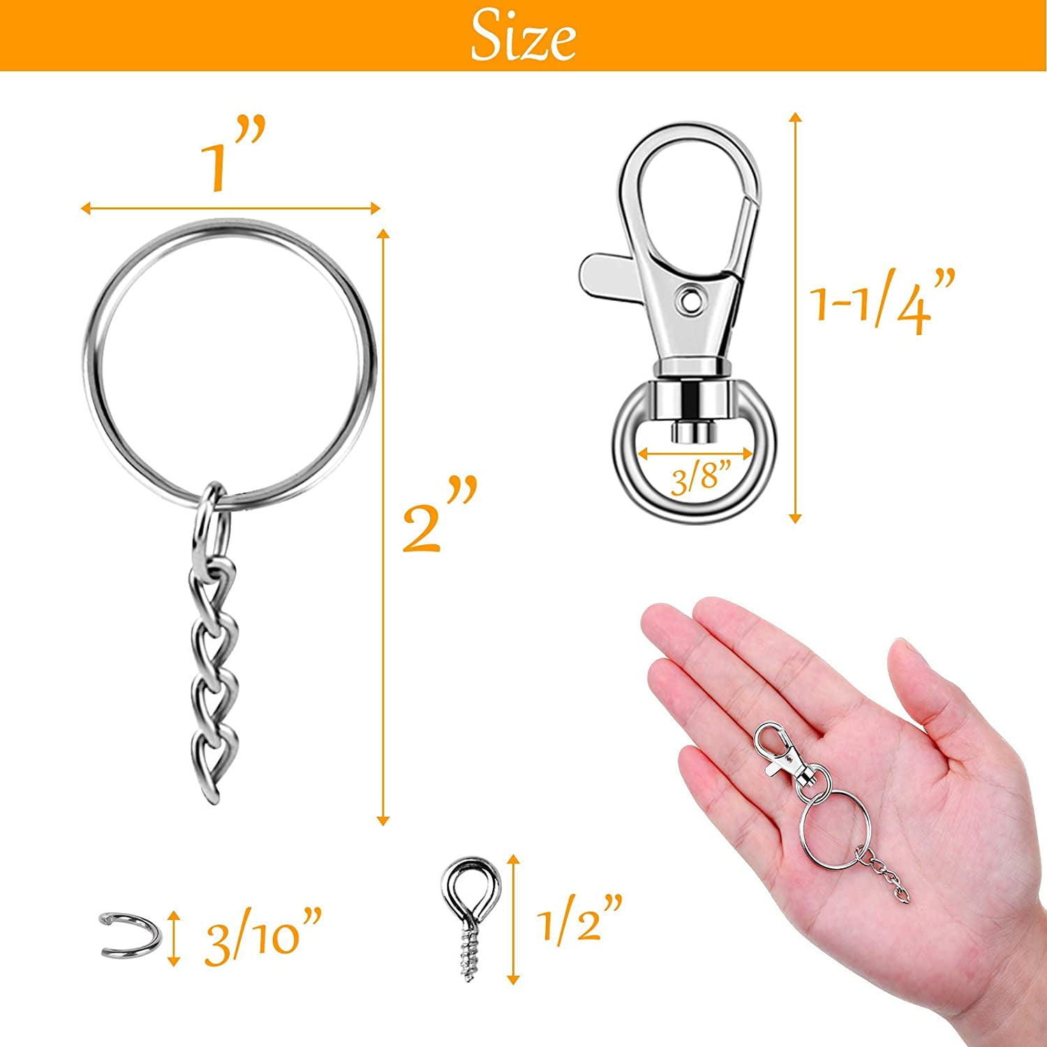 240Pcs Swivel Snap Hooks with Key Chain Rings, Premium Keychain