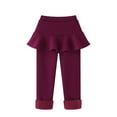 thumbnail image 4 of GYRATEDREAM Kids Girls Footless Leggings with Ruffle Tutu Skirt Fleece Lined Warm Thick Pantskirt Pants Tights 3-11Years, 4 of 6