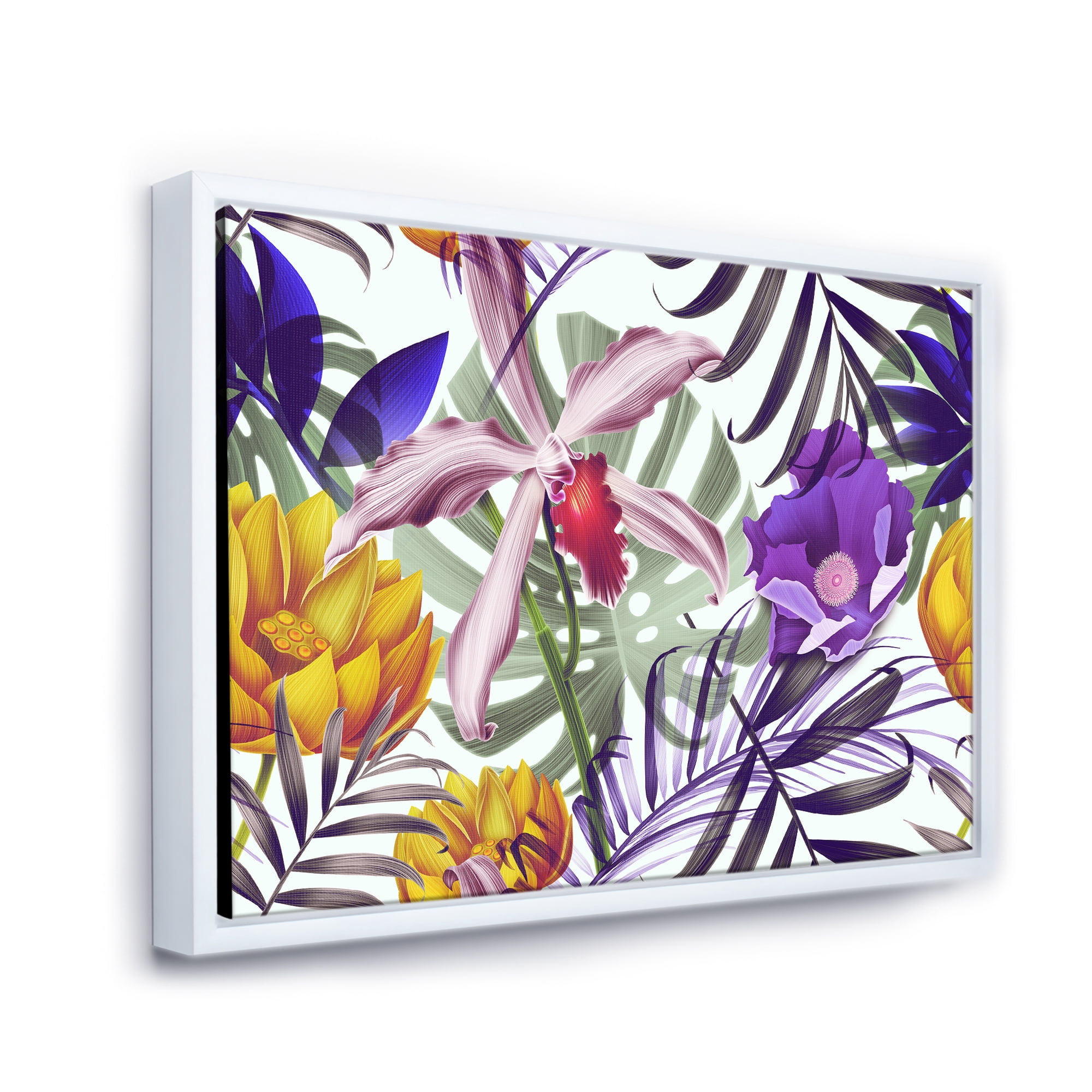 Designart 'VIntage Tropical Flowers IX' Traditional Framed Canvas Wall Art Print