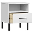 thumbnail image 3 of vidaXL Bedside Cabinet with Metal Legs White Solid Wood Pine OSLO, 3 of 5